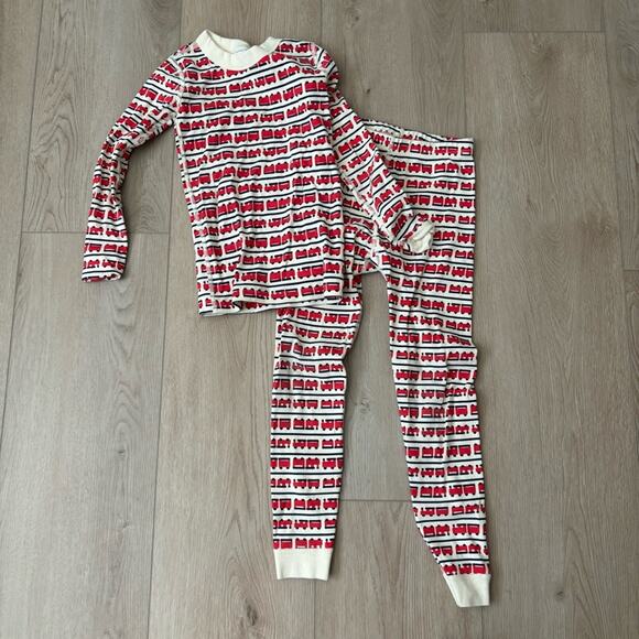 Hanna Andersson Other - Hanna Andersson Kids Pajamas Train Red and White PJ Set 6/7